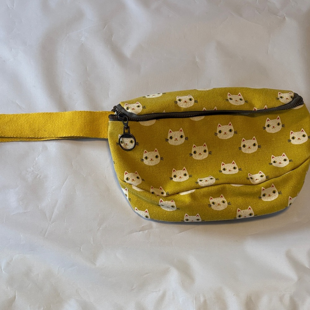 Mustard Yellow Cat Print Waist Bag